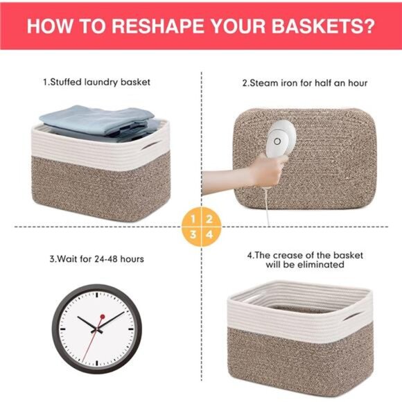 Rope Storage Baskets 3-Pack - Woven Baskets for Storage |Baby Basket for Nursery - Picture 7 of 8